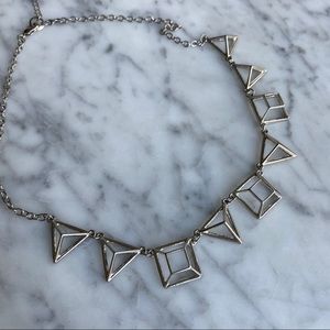 Geometric Silver Square and Triangle Silver Chain Necklace